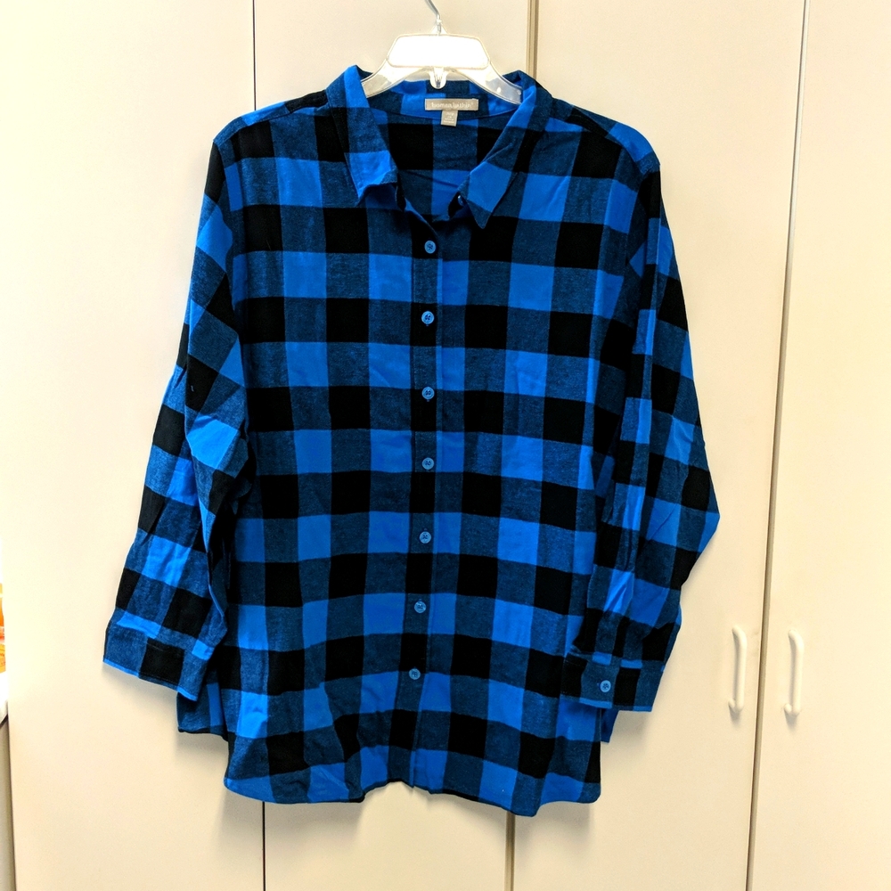 2X Womens blue/black flanel
